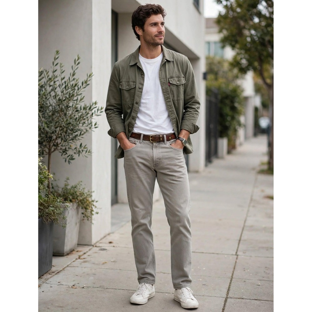 Levi's Mens W36 x L34 550 Relaxed Fit Jeans Gray Khaki Denim Pants